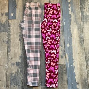 Sweet Butterfly Girls Size 12/14 Leggings 2 Pair Legging Bundle Soft Stretchy
